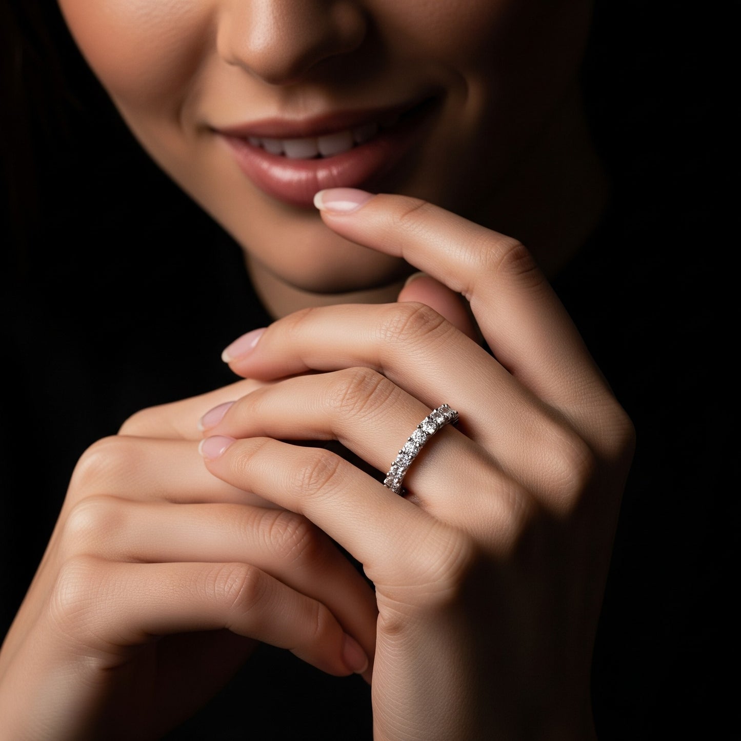 Anello Eternity Argento 925 Diamanti Moissanite