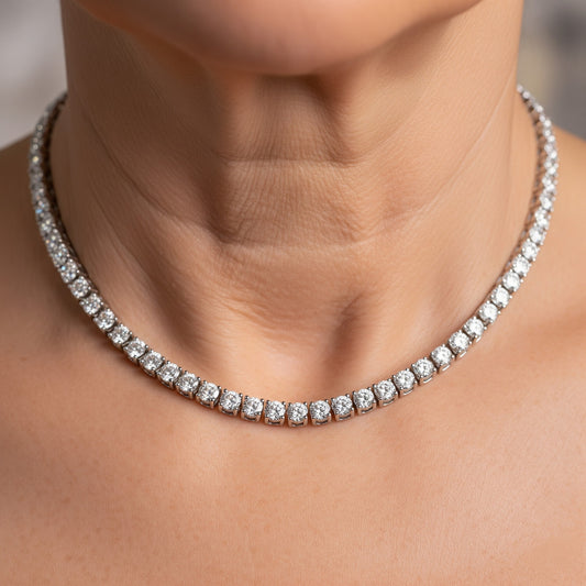 Collana Tennis Argento 925 Diamanti Moissanite