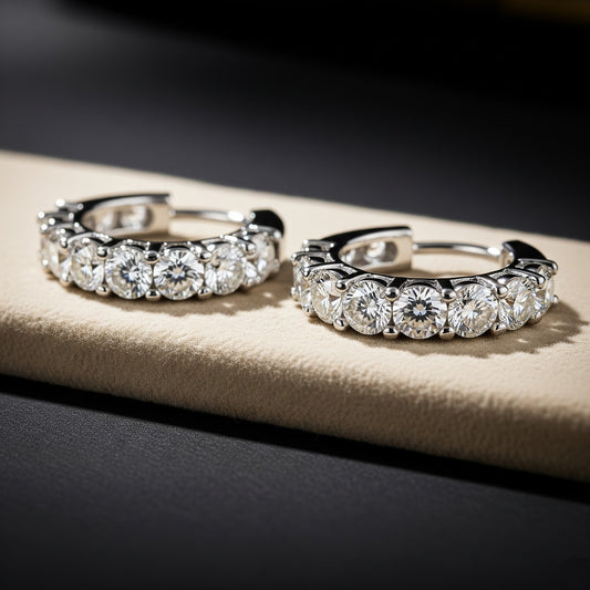 Orecchini Argento 925 Diamanti Moissanite